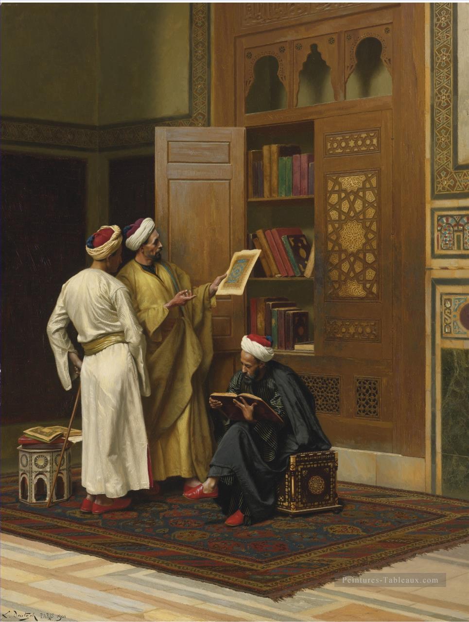 LES ÉRUDITS Ludwig Deutsch Orientalism Araber Peintures à l'huile